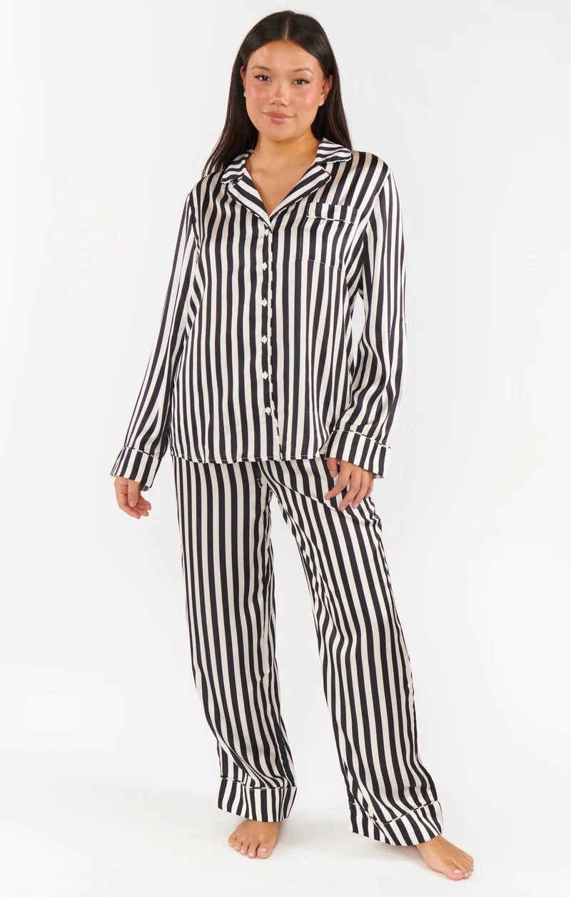 Classic PJ Set ~ Midnight Stripe Silky