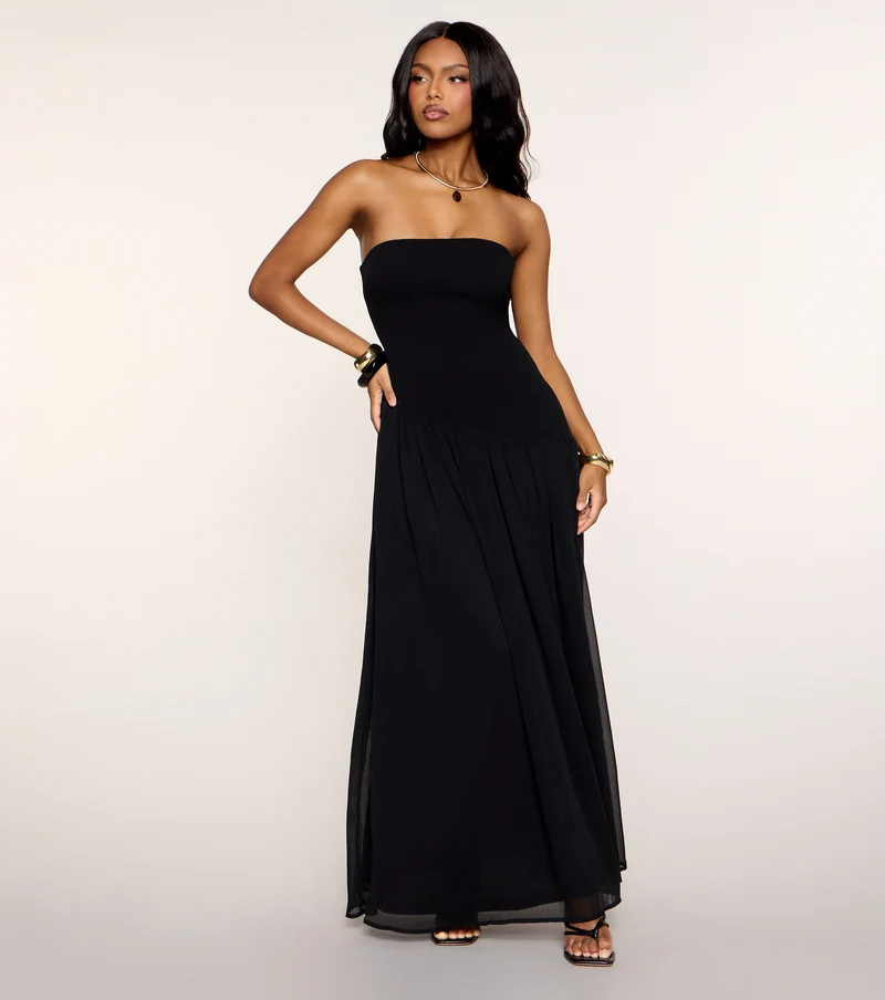 Breezy Strapless Drop Waist Maxi Dress