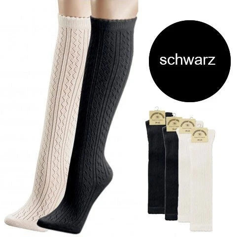 Kniestrümpfe im Häkel-Look schwarz