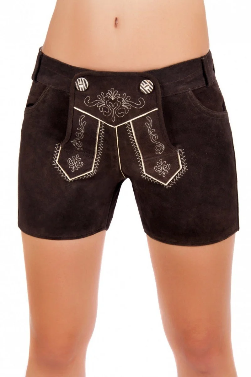 Ledershorts Romina braun