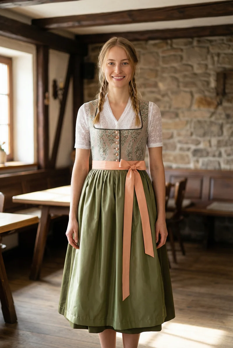Berwin Maxi Dirndl 2pcs. 80cm "Tiffany" green