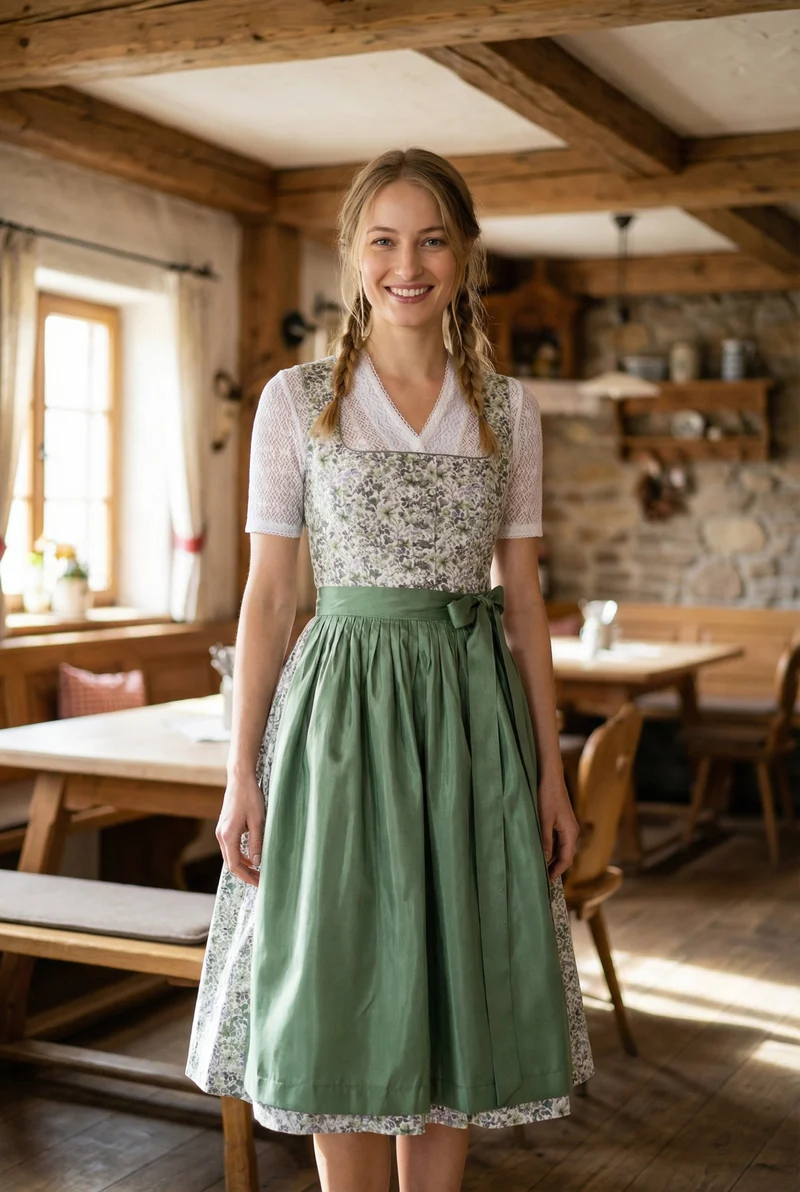 Berwin Long Dirndl 2pcs. 70cm "Anna" green
