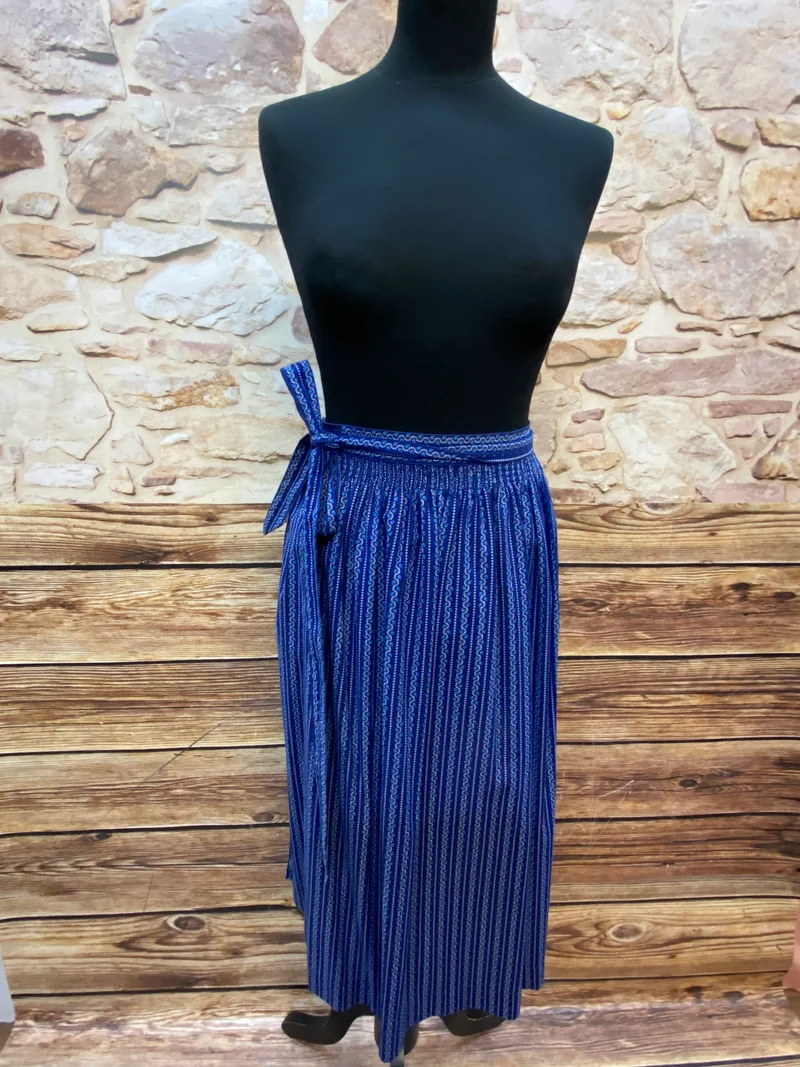 Vintage Dirndlschürze blau - Streifenmuster, mittllang