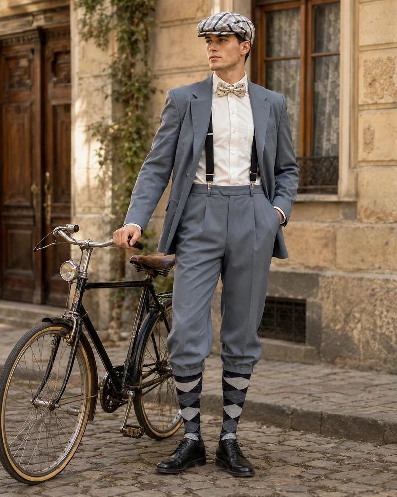 Knickerbocker - Outfit - britischer 1920er-Jahre-Stil – Grau - Größe 52