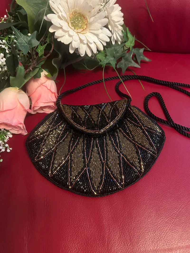 20er Jahre Abendtasche Perlen Schwarz Art Déco Vintage