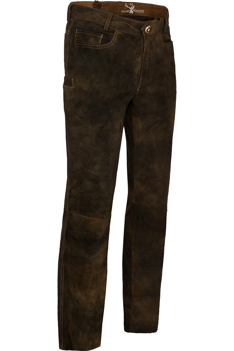 Herren Trachten-Lederhose lang aus Wildbockleder