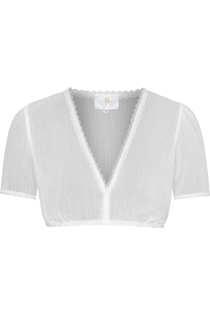 Dirndlbluse mit Kurzarm und Spitzenborte