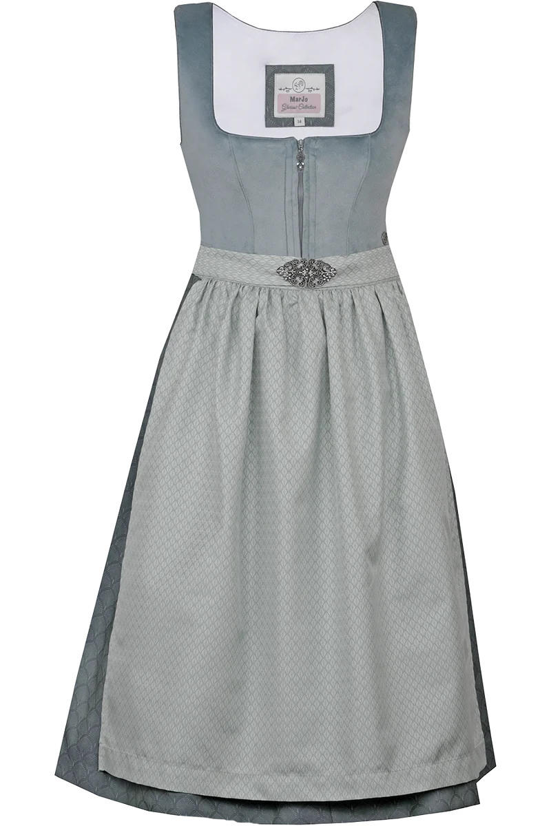 Midi-Samtdirndl mit Broschenschürze