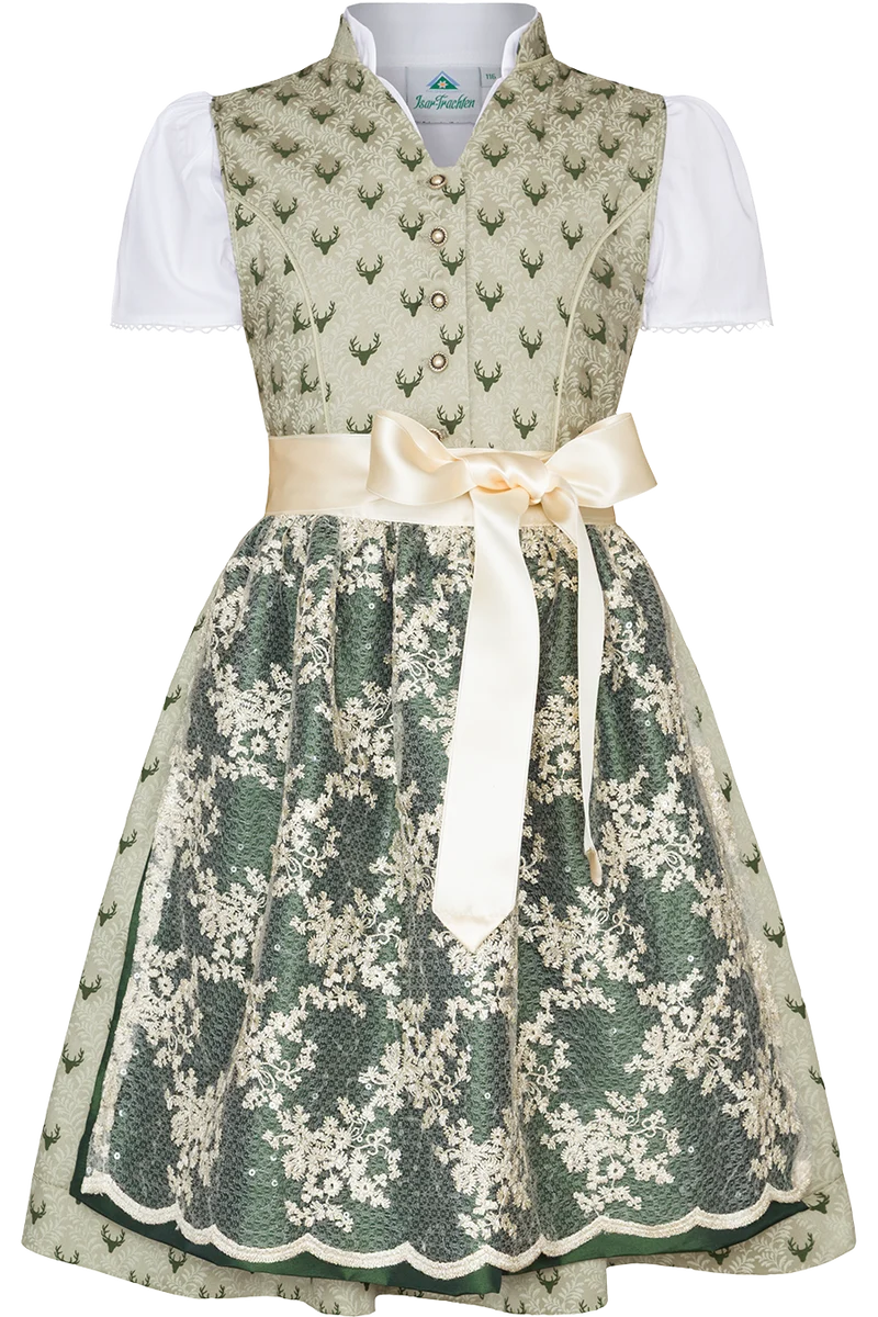 Kinderdirndl mit Bluse und Hirschmuster