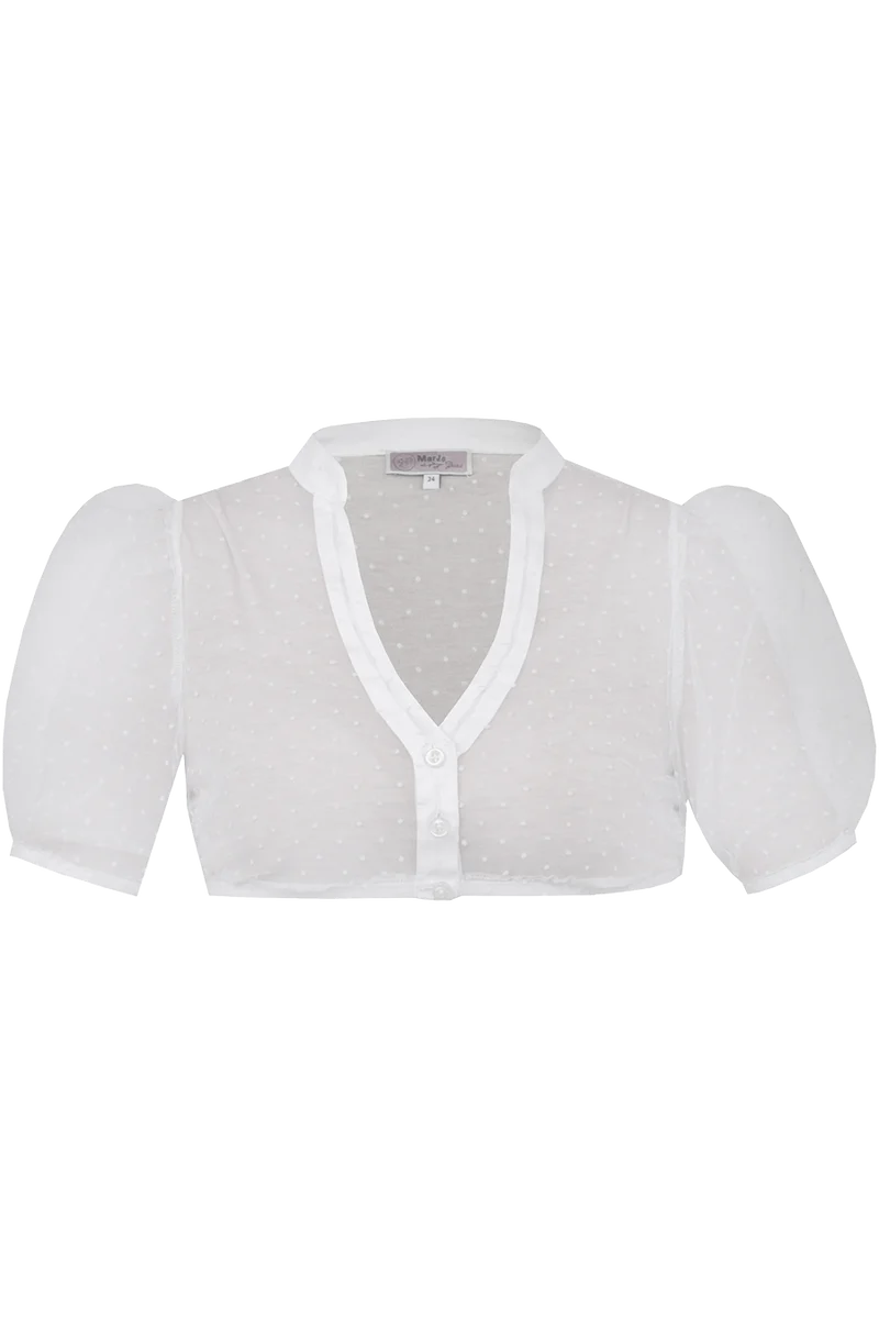 Dirndlbluse transparent mit Punkten - offwhite