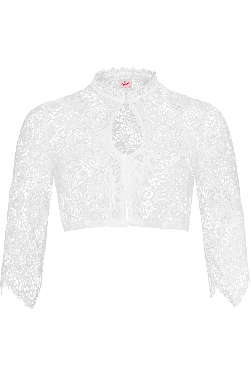 Dirndlbluse Lochausschnitt mit 3/4-Arm und transparenter Spitze