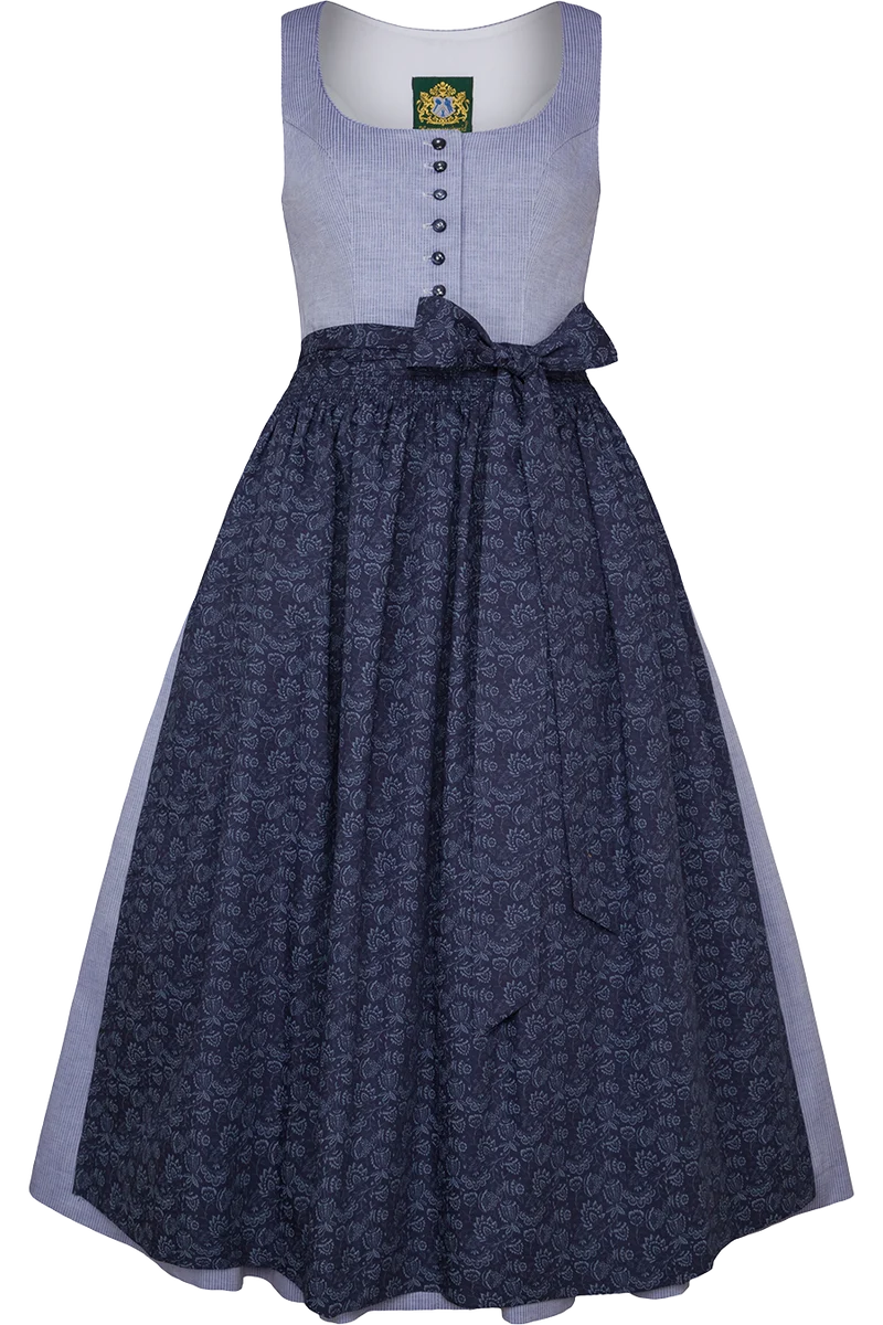 Dirndl lang gestreift mit floraler Schürze