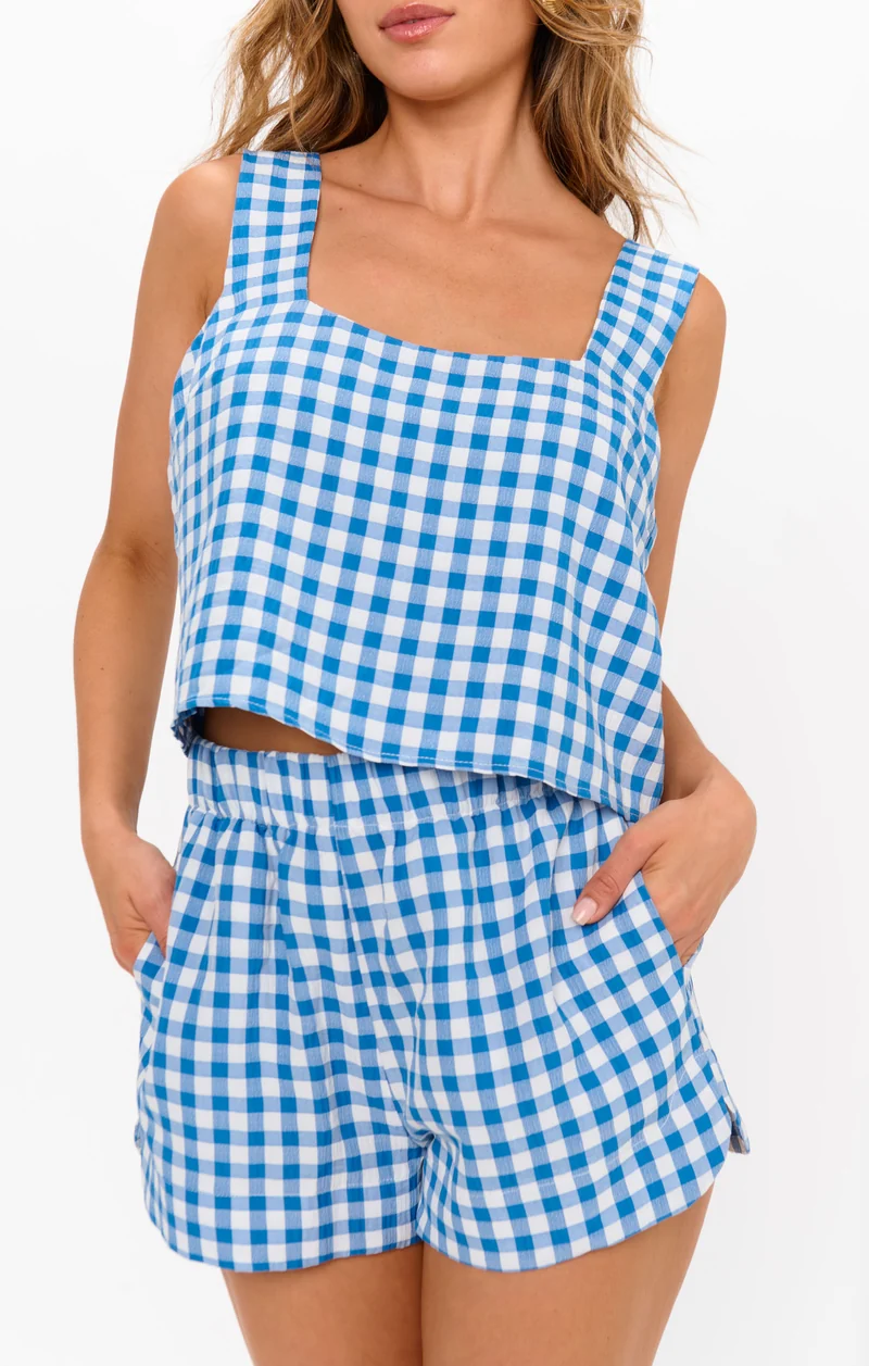 Hendrix Dolphin Shorts ~ Blue Bounty Gingham