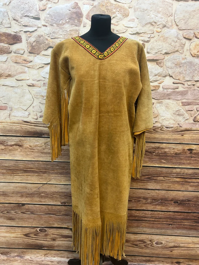 Wildlederkleid - Vintage - Fransen -Gr. 38