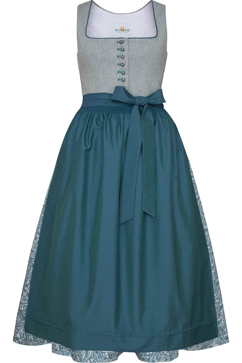Dirndl lang Paisleymuster eckiger Ausschnitt