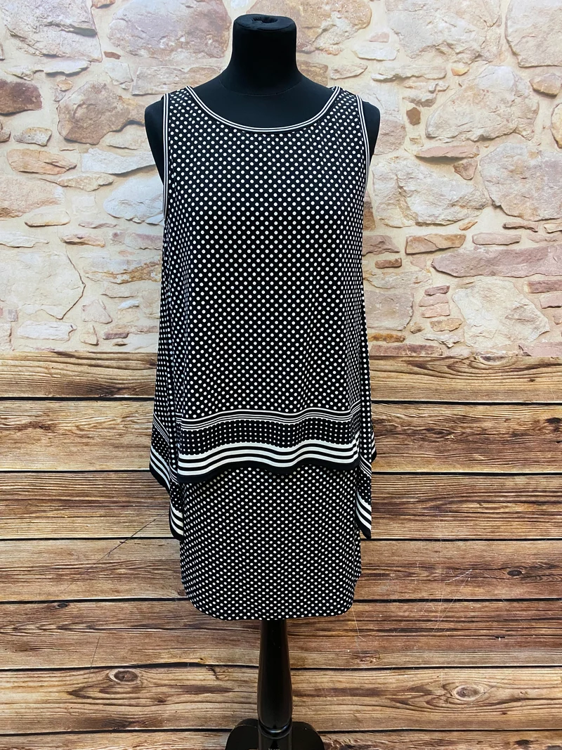 Schwarz‑weißes Punkte‑Kleid von Max Studio – Gr. S