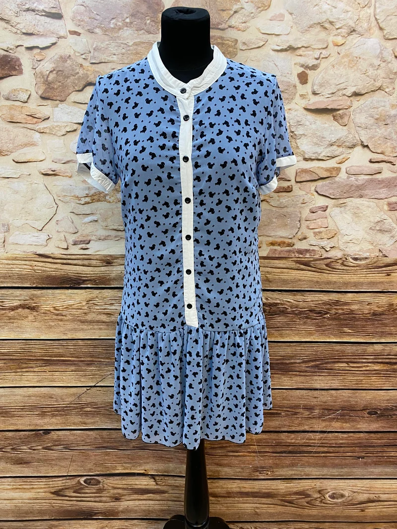 Blaues Drop-Waist Kleid Gr. S im 20er Jahre Stil
