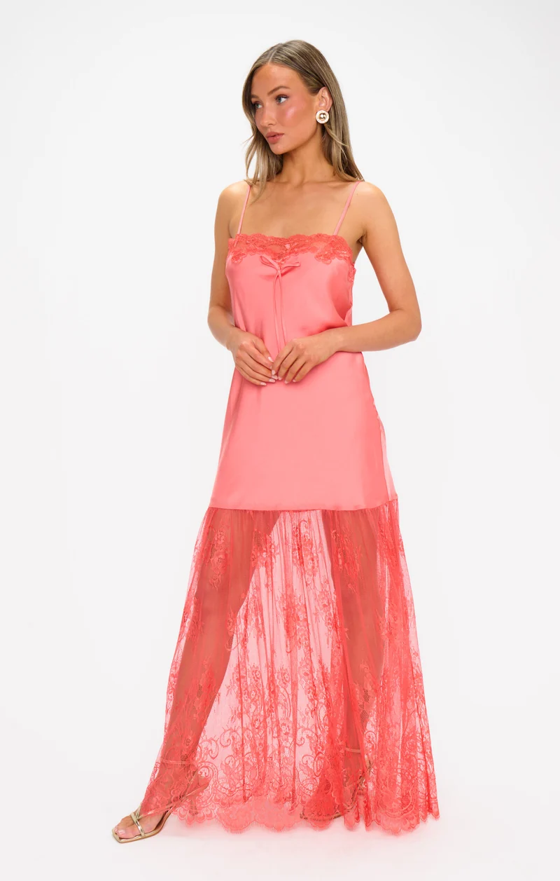 Celine Dress ~ Coral Luxe Satin