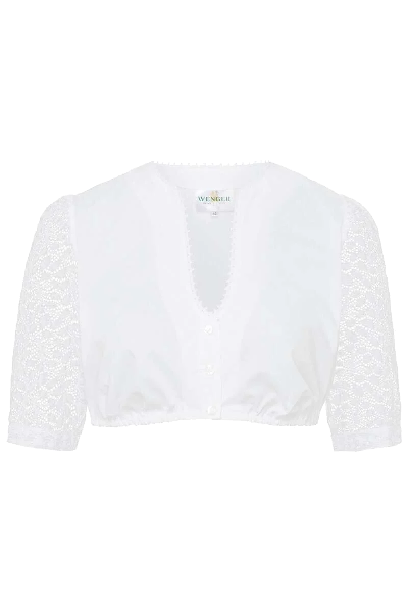 Dirndlbluse mit Spitze und halblangen Ärmeln