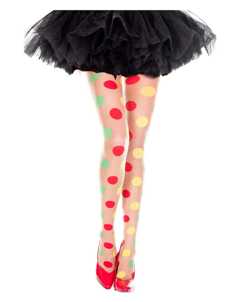 Mehrfarbige Strumpfhose mit Polka-Dots