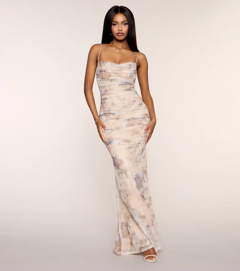 Elise Floral Mesh Mermaid Formal Dress