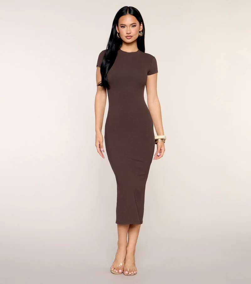 Everyday Short Sleeve Bodycon Midi Dress