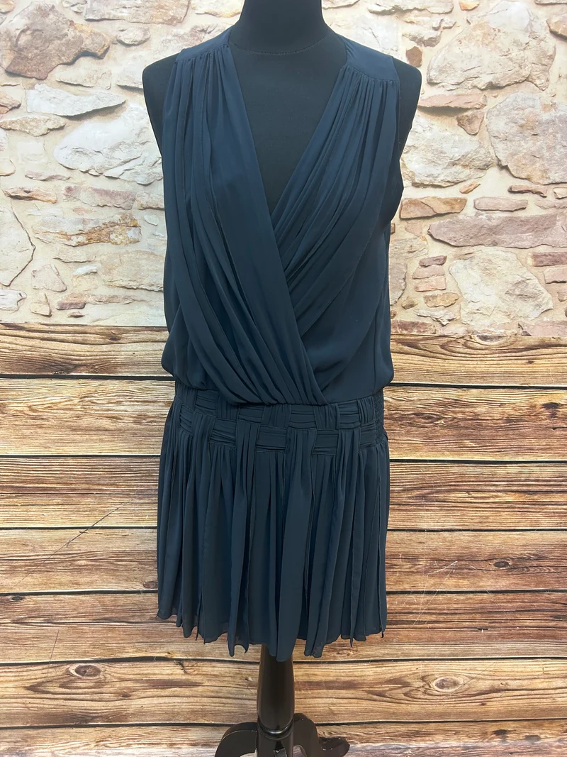 Vintage Kleid Blau Gr. 36 mit tiefer Taille
