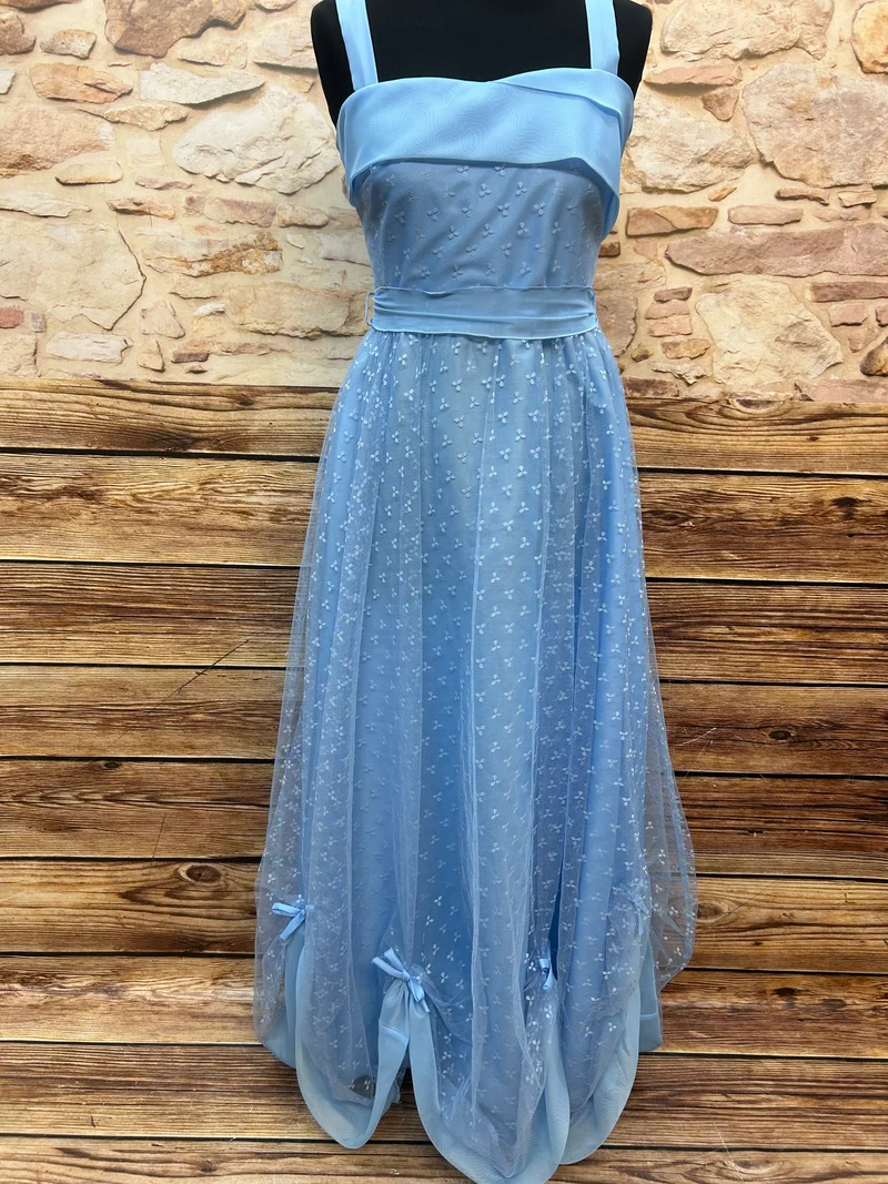 Hellblaues Tüll-Abendkleid | Größe 34/36 (S)