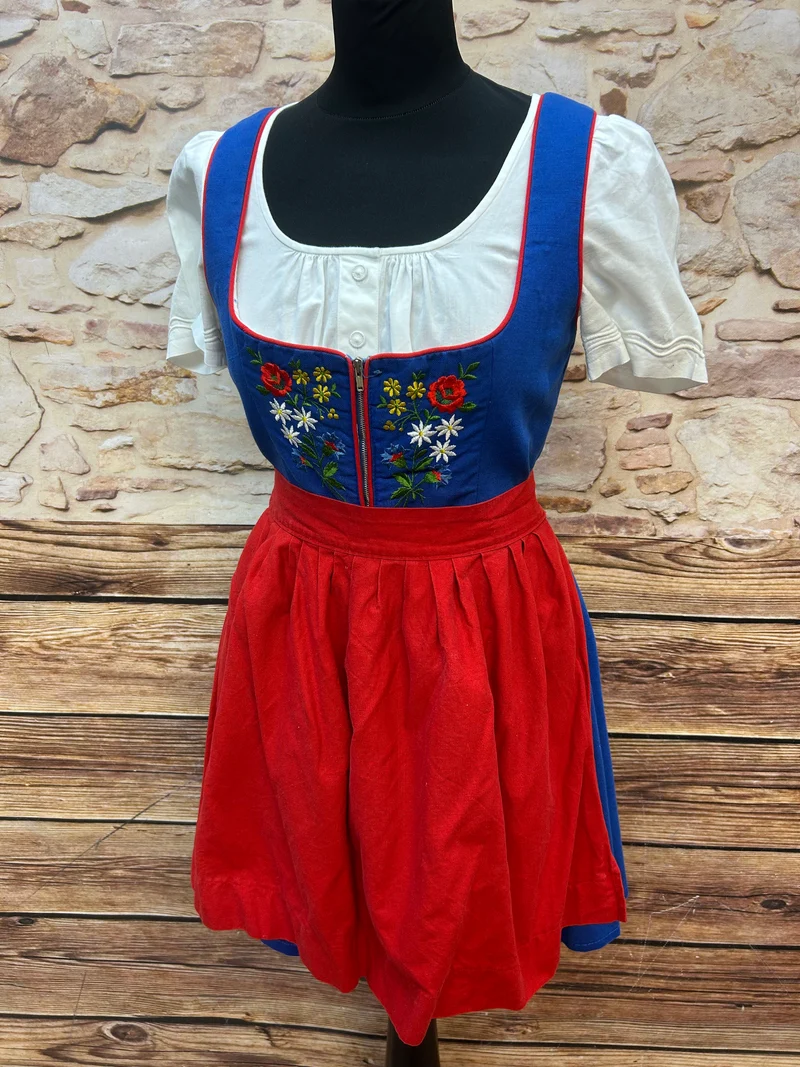 Vintage Dirndl royalblau – kurz, Gr. 38