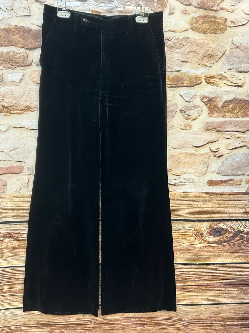 Schwarze Samthose Gr. 38 – Original 70er Jahre Schlaghose