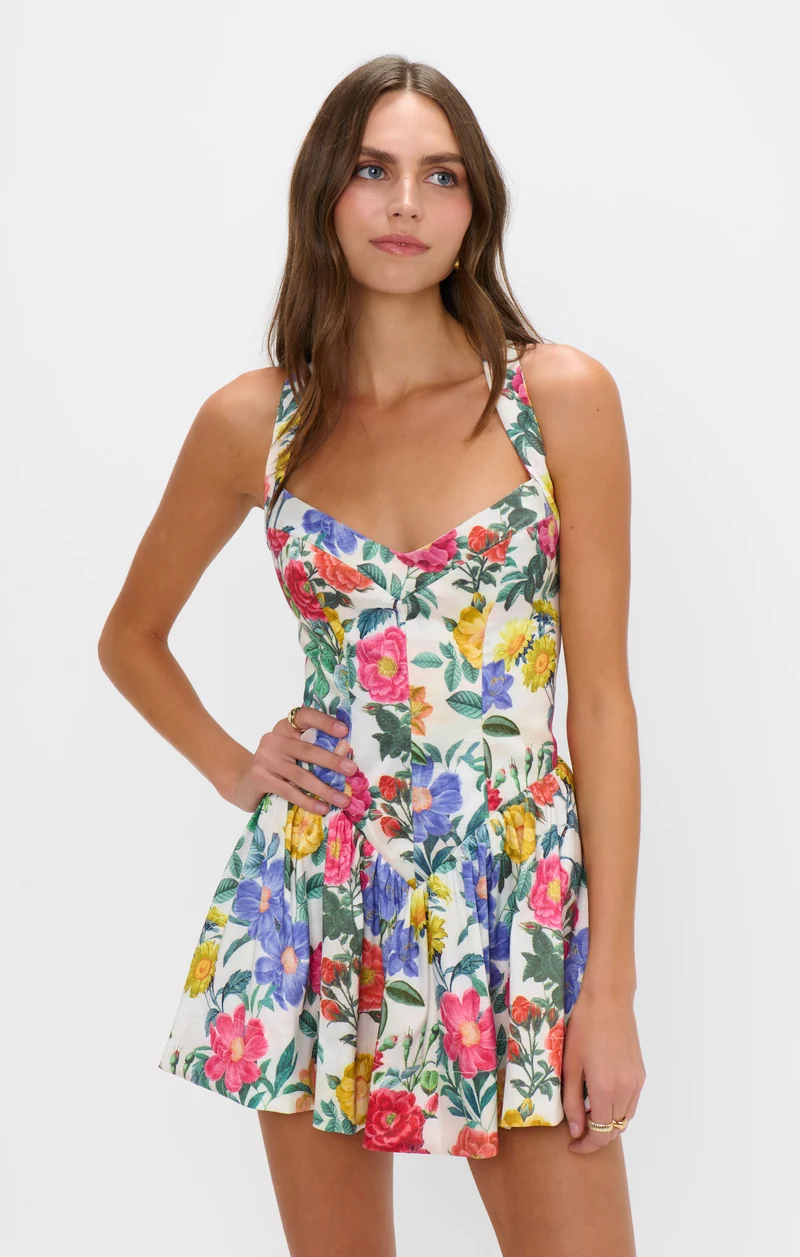 Abigail Mini Dress ~ Charm Peony White Taffeta
