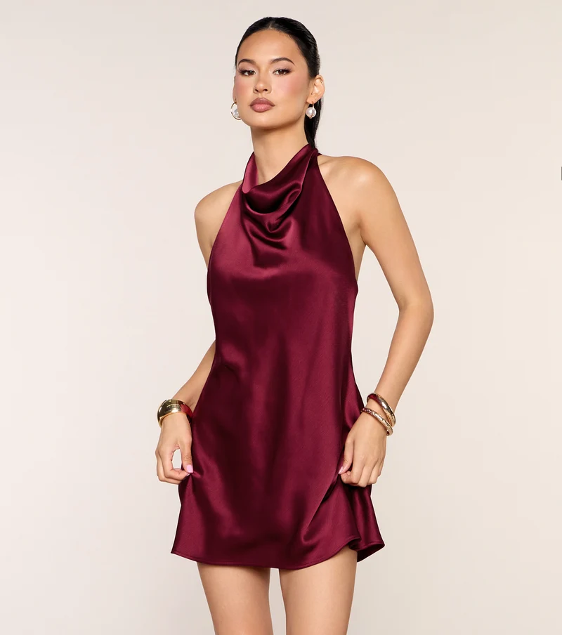 Luminous Open Back Satin A-Line Dress