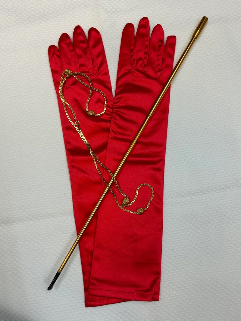 20er Jahre Damen Set mit roten Handschuhen und Accessoires