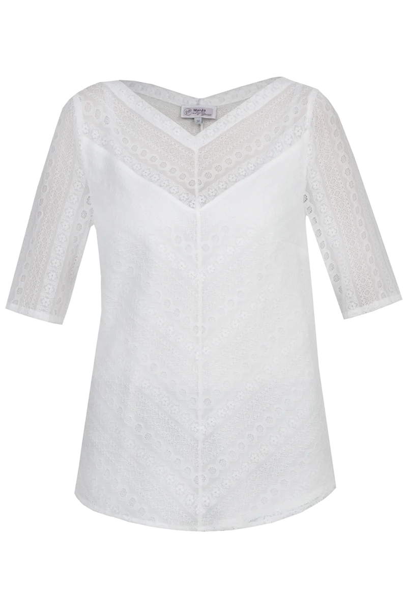 Trachtenbluse Spitze mit halblangen Ärmeln