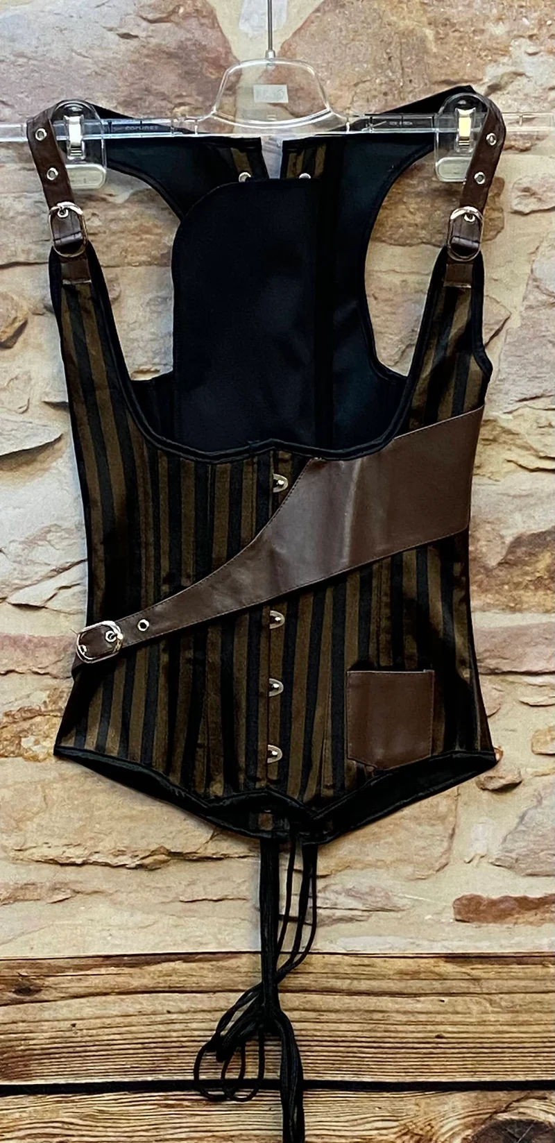 Steampunk Korsett Braun-Schwarz Gr. 32 mit Streifen