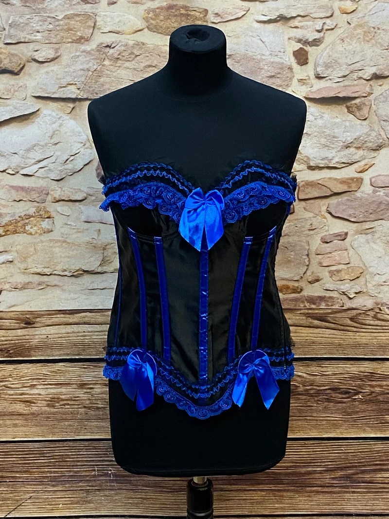 Vintage Corsage Schwarz-Blau Größe 38