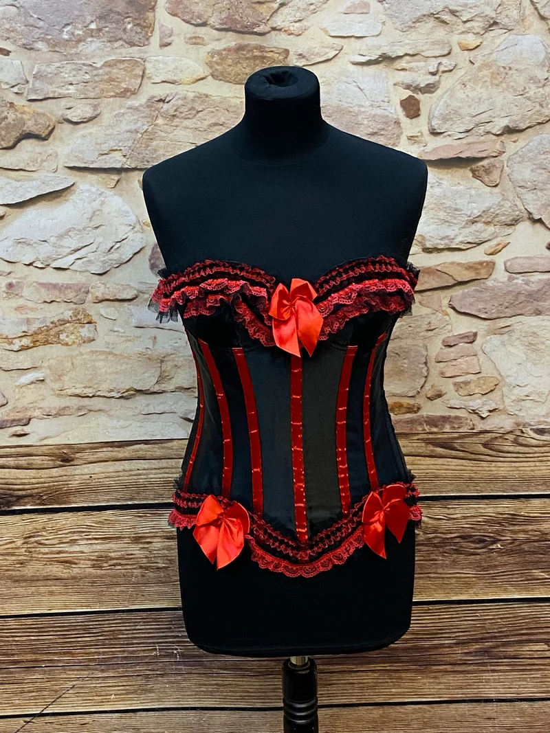Vintage Korsett rot schwarz Gr.40