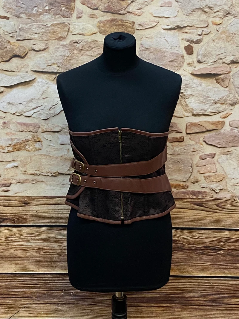 Steampunk Unterbrust-Corsage Braun Gr. 38