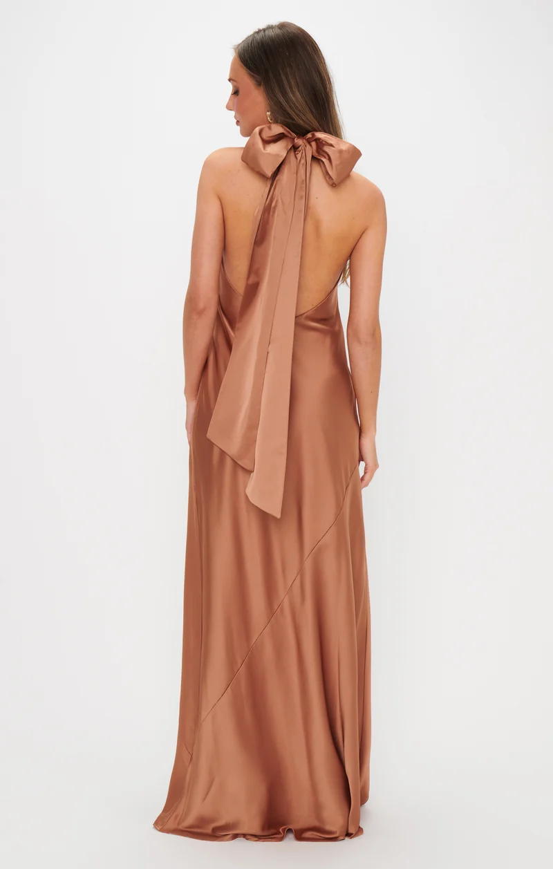 Lisa Maxi Dress ~ Copper Luxe Satin