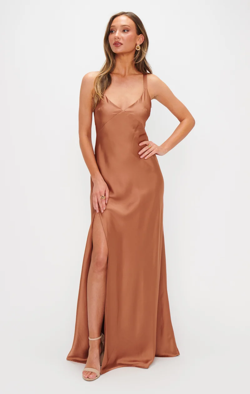 Anderson Maxi Dress ~ Copper Luxe Satin