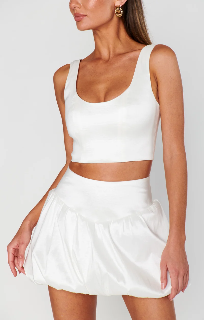 Vivianna Top ~ White Taffeta
