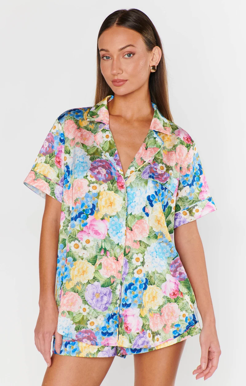 Slumber PJ Set ~ Flower Shop Silky