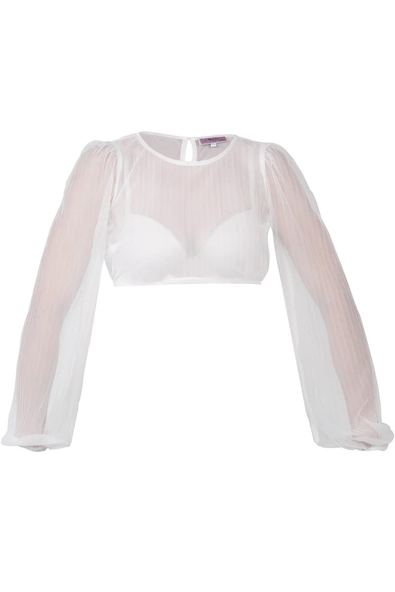 Dirndlbluse gestreift mit weiten Ärmeln - offwhite