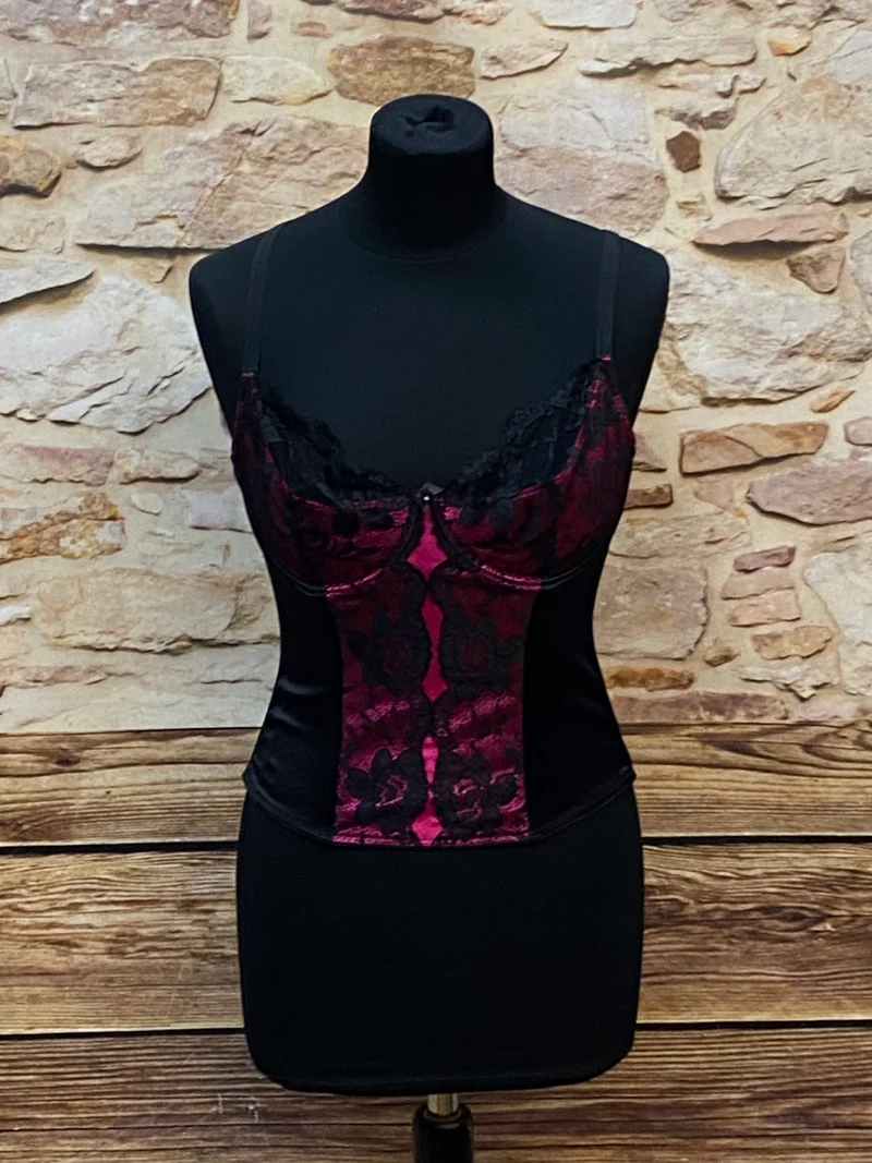 Korsett schwarz pink Gr.36