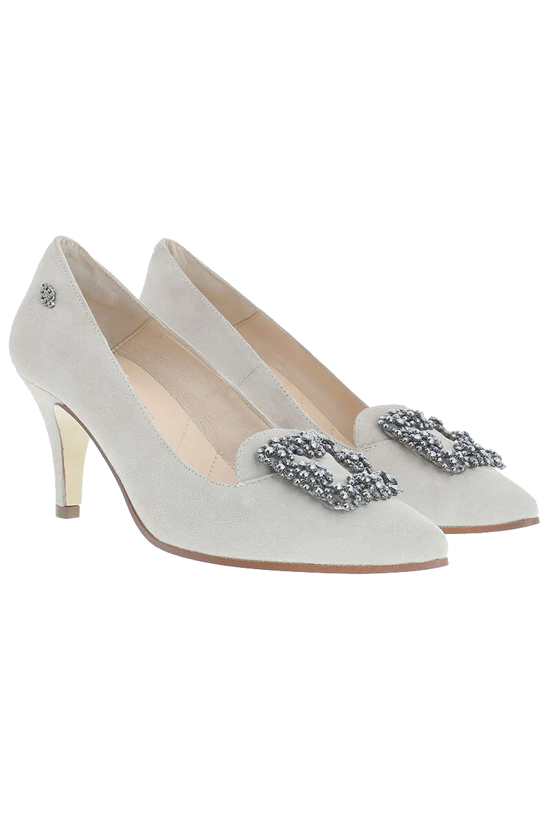 Trachten-Pumps mit Glitzerstein-Applikation