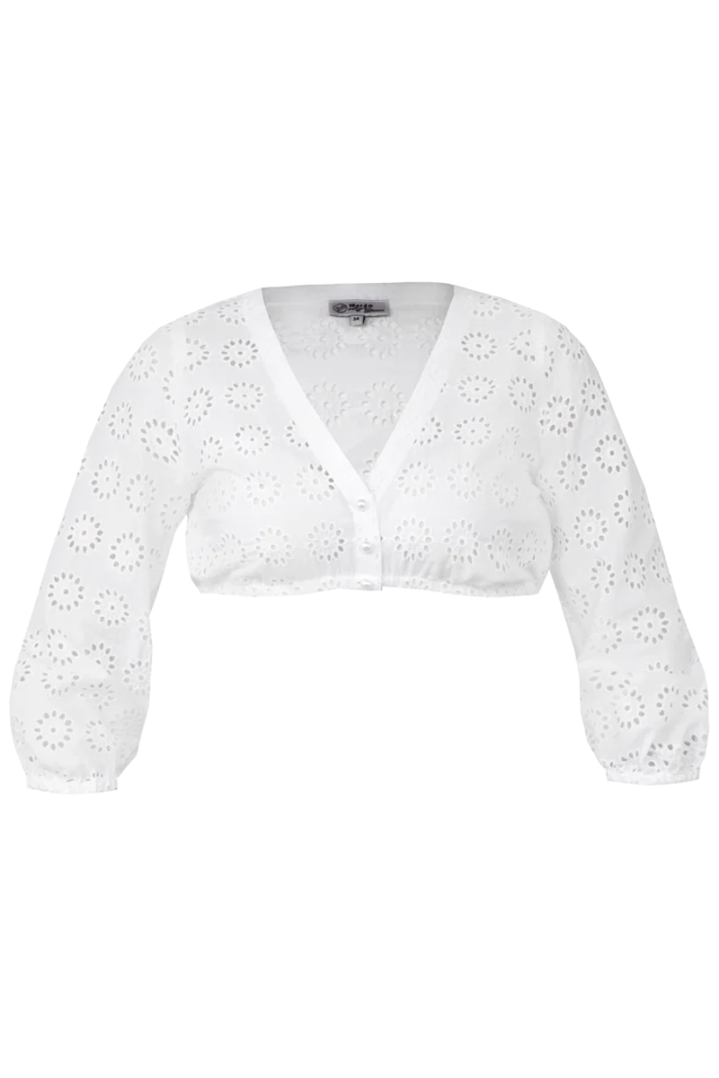 Dirndlbluse Lochstickerei mit 3/4-Arm