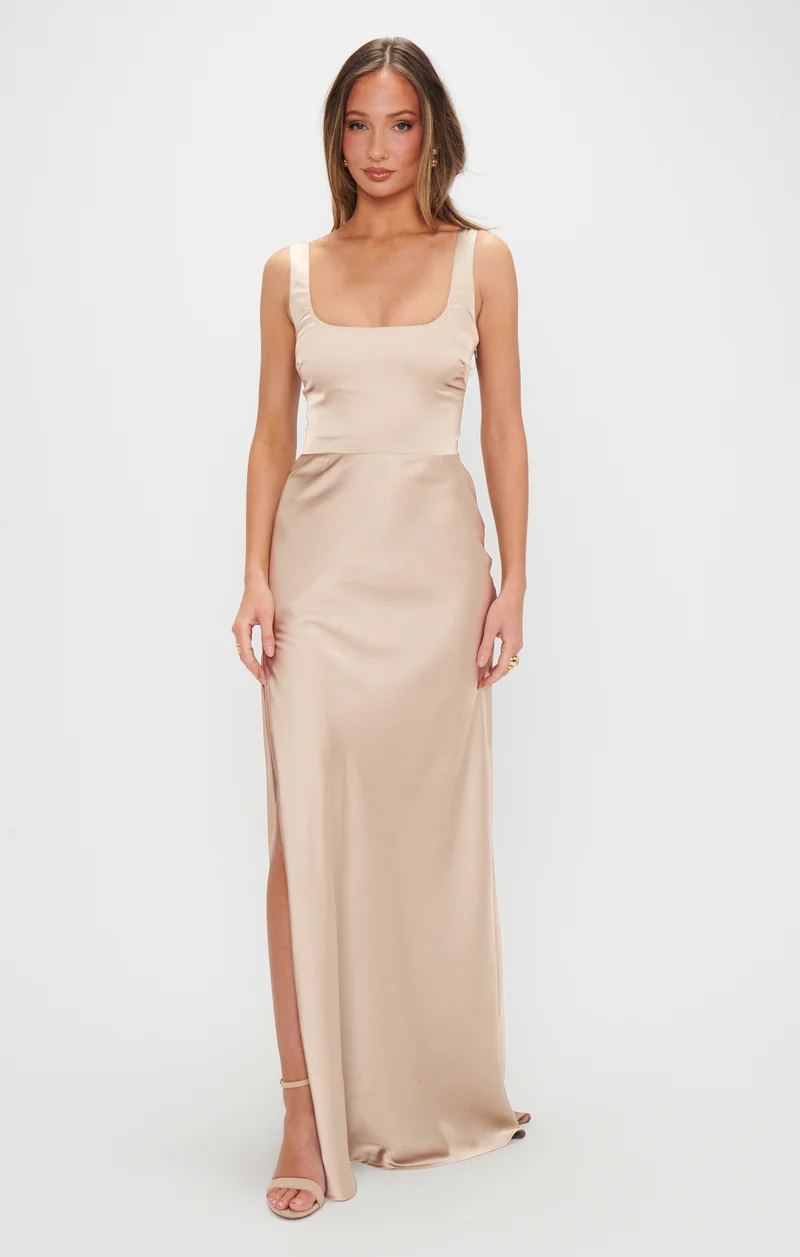 Lana Maxi Dress ~ Champagne Luxe Satin