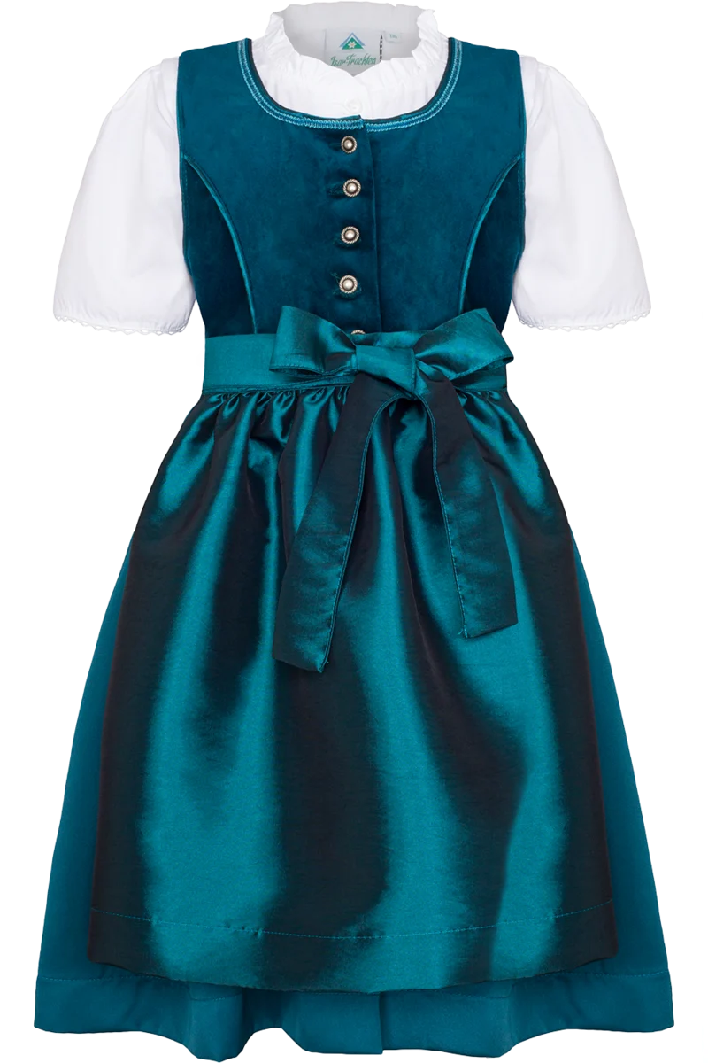 Kinder-Samtdirndl mit Bluse