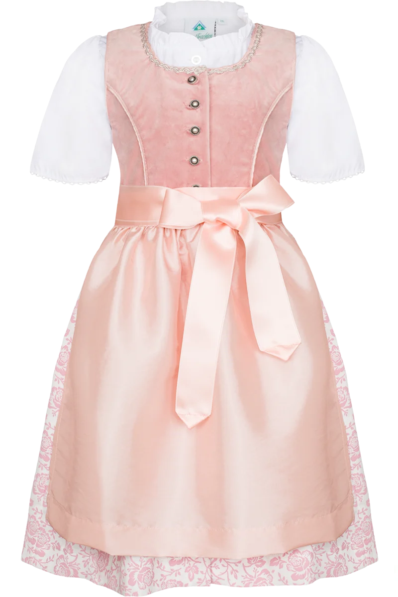 Kinder-Samtdirndl mit Bluse