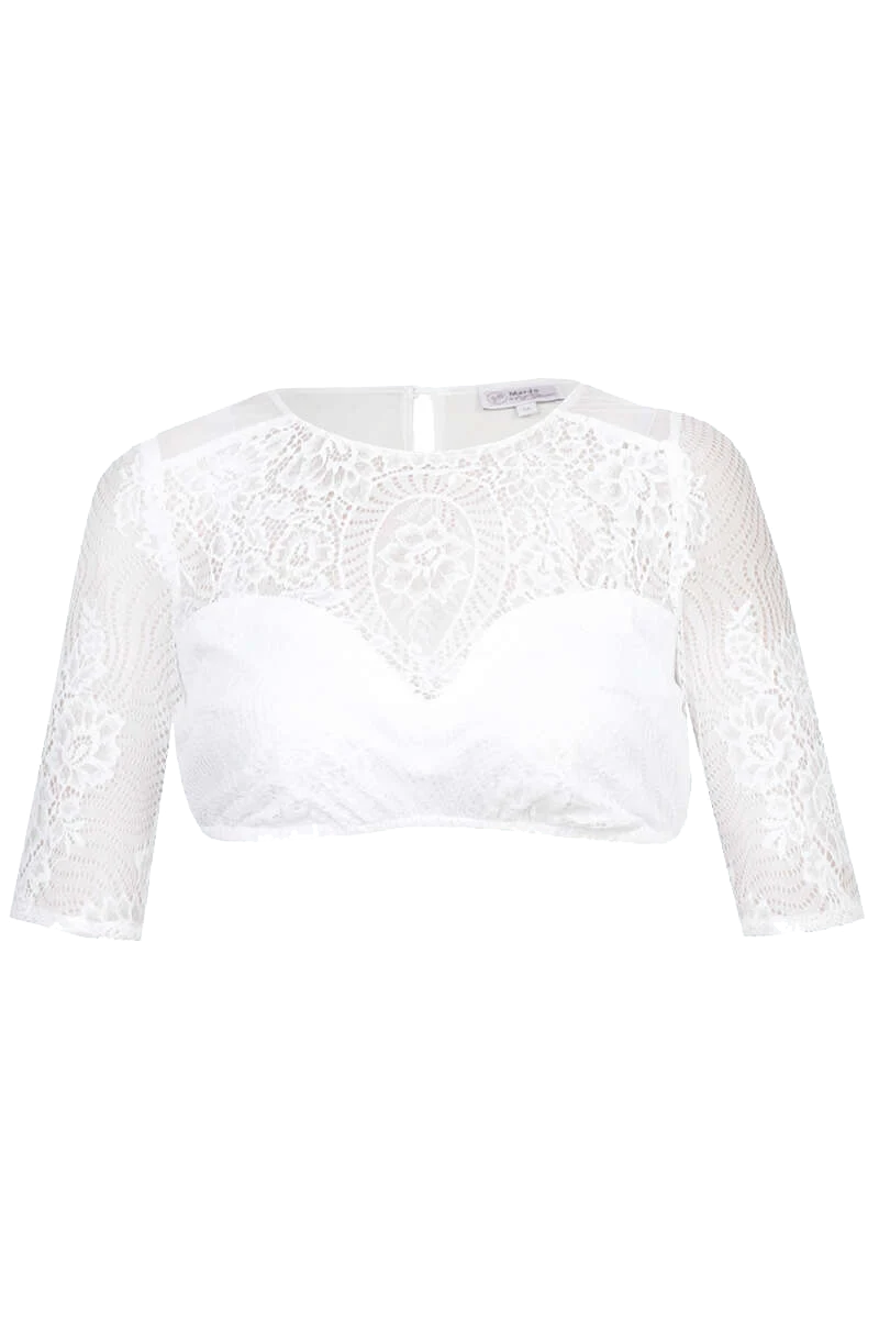 Hochgeschlossene Dirndlbluse mit Spitze